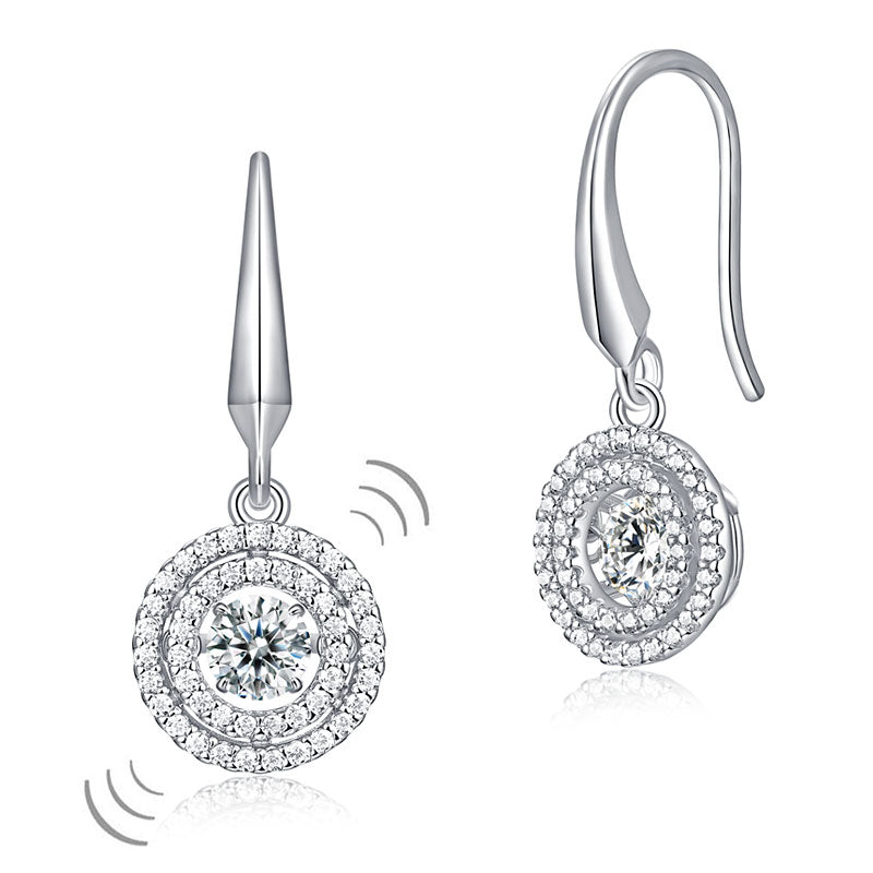 Dancing Stone Earrings Dangle Halo Hook 925 Sterling Silver - View 7 | SelinJewels
