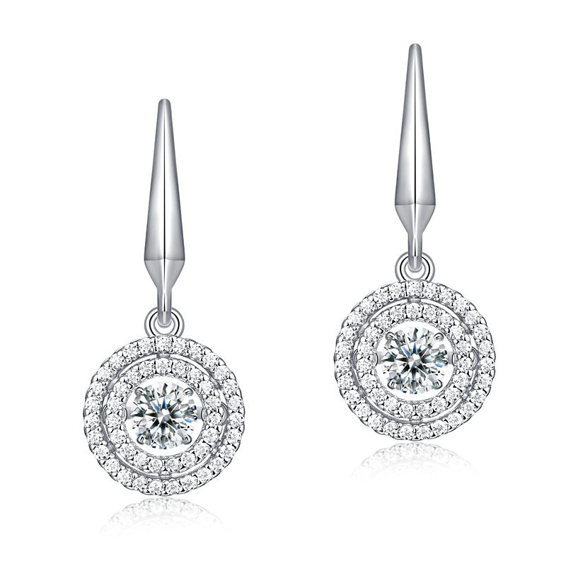 Dancing Stone Earrings Dangle Halo Hook 925 Sterling Silver - View 4 | SelinJewels