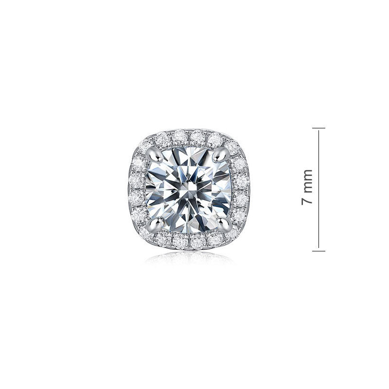 The Astoria Set - cushion moissanite earrings detail view