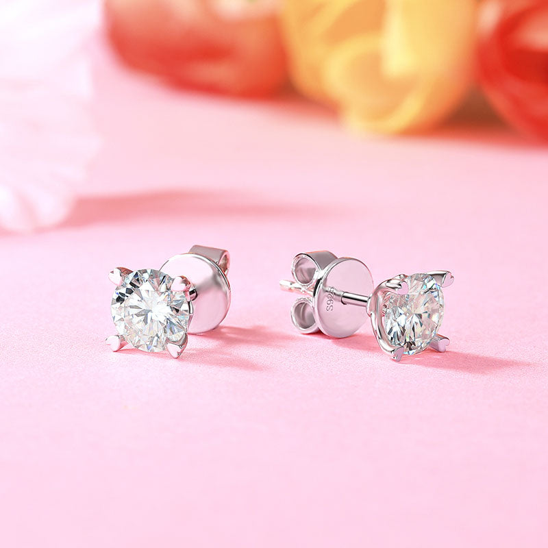 The Amorette Set - heart moissanite earrings wear view