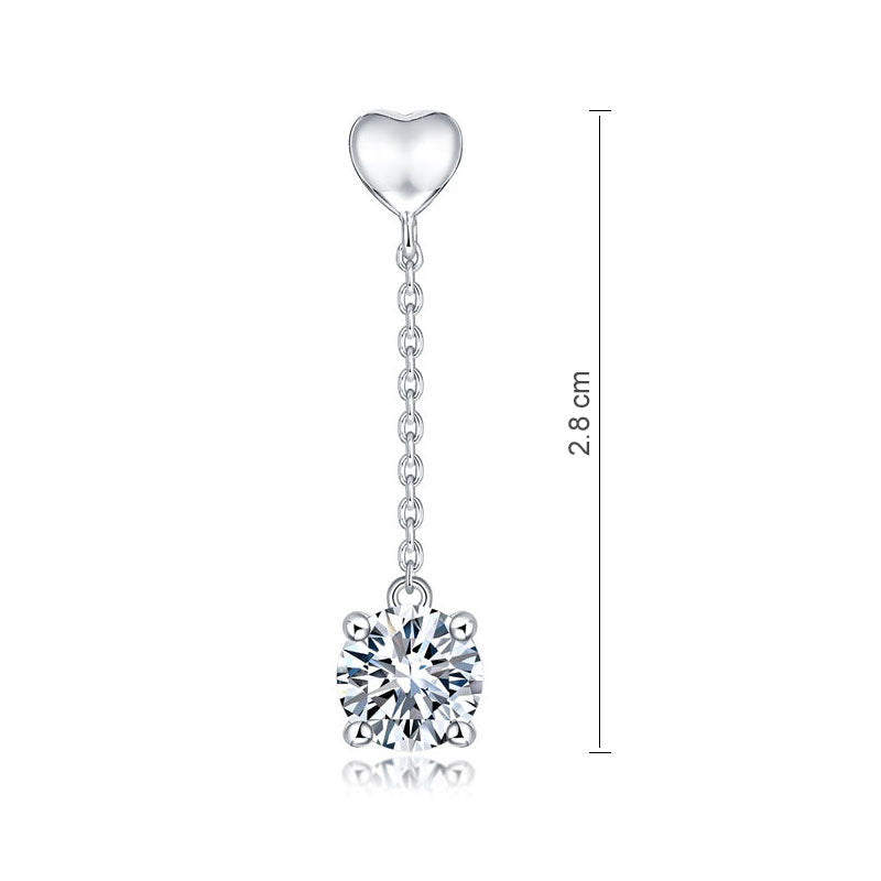 1ct Moissanite Dangle Earrings Silver - Wear View | SelinJewels