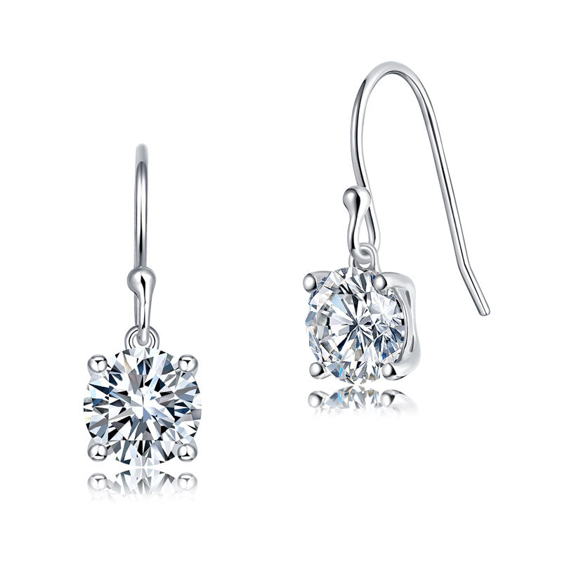 1 Carat Moissanite Diamond Hook Drop Earrings in 925 Sterling Silver - Bridal Dangle Earrings | SelinJewels