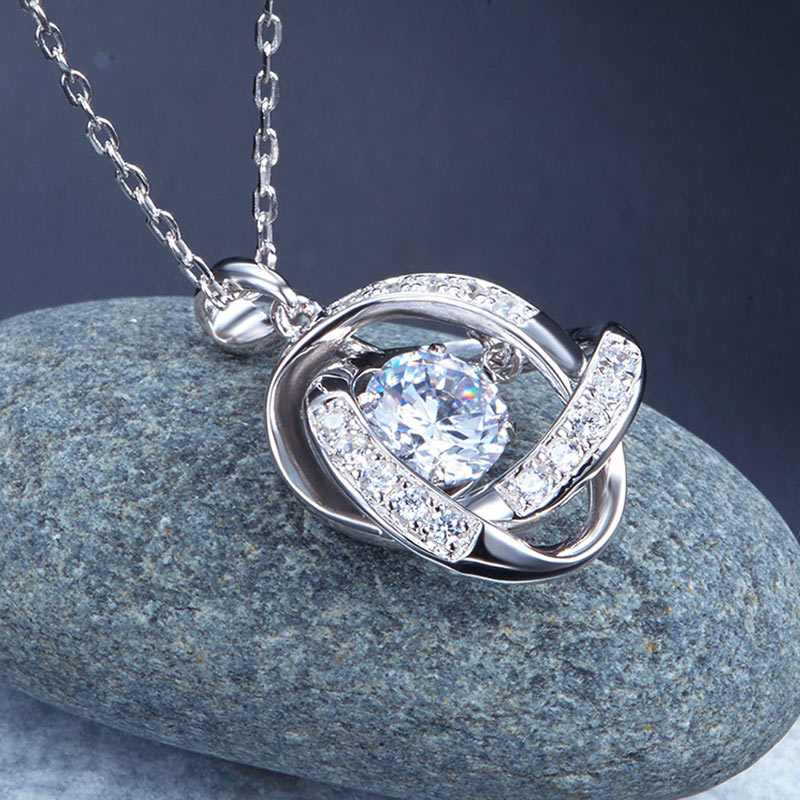 Dancing Stone Pendant Necklace Solid - View 5 | SelinJewels