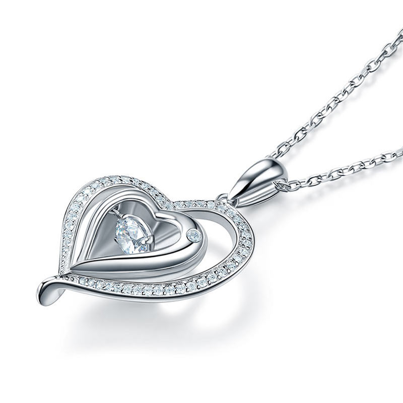 Dancing Stone Heart Pendant Necklace Wedding - View 2 | SelinJewels
