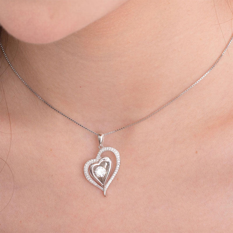 Dancing Stone Heart Pendant Necklace Wedding - View 3 | SelinJewels