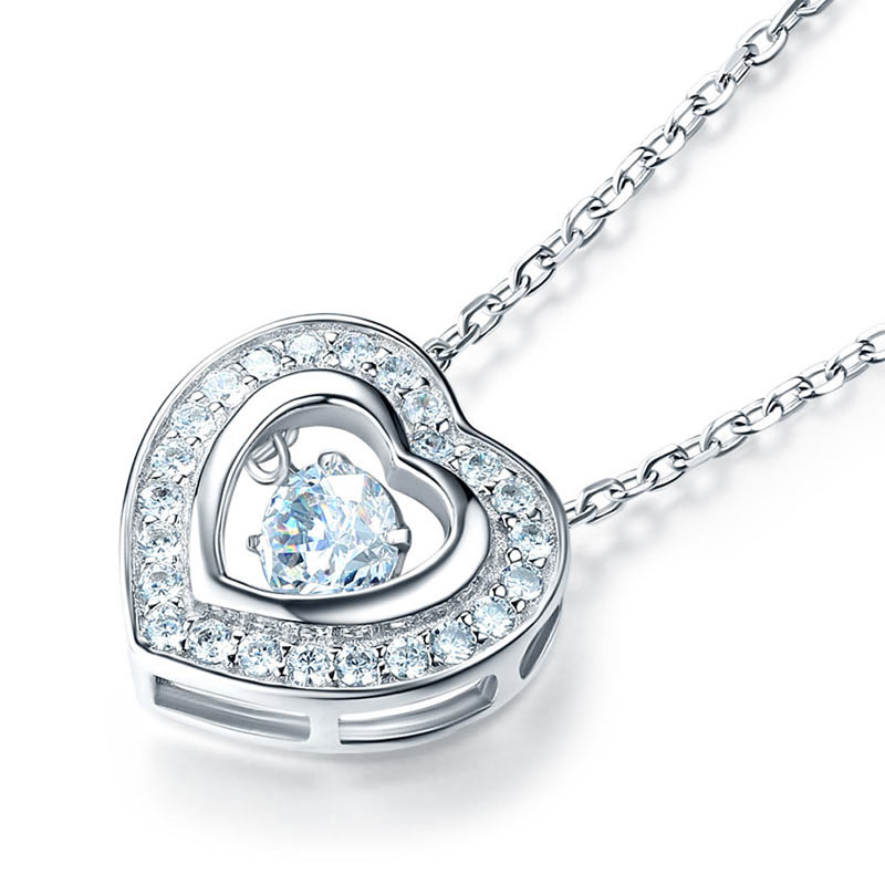 Dancing Stone Heart Pendant Bridal Gift - View 2 | SelinJewels