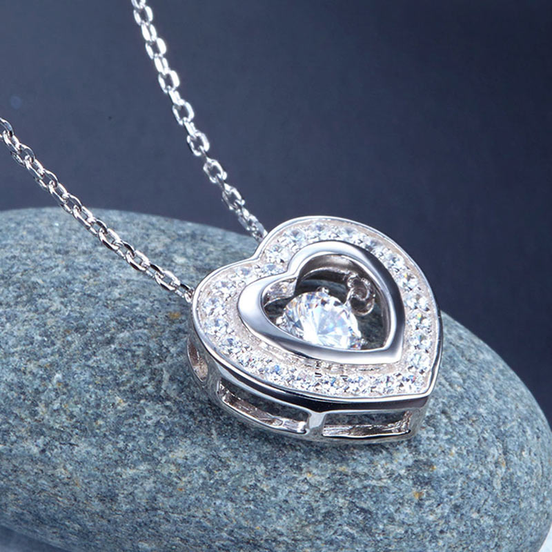 Dancing Stone Heart Pendant Bridal Gift - View 5 | SelinJewels
