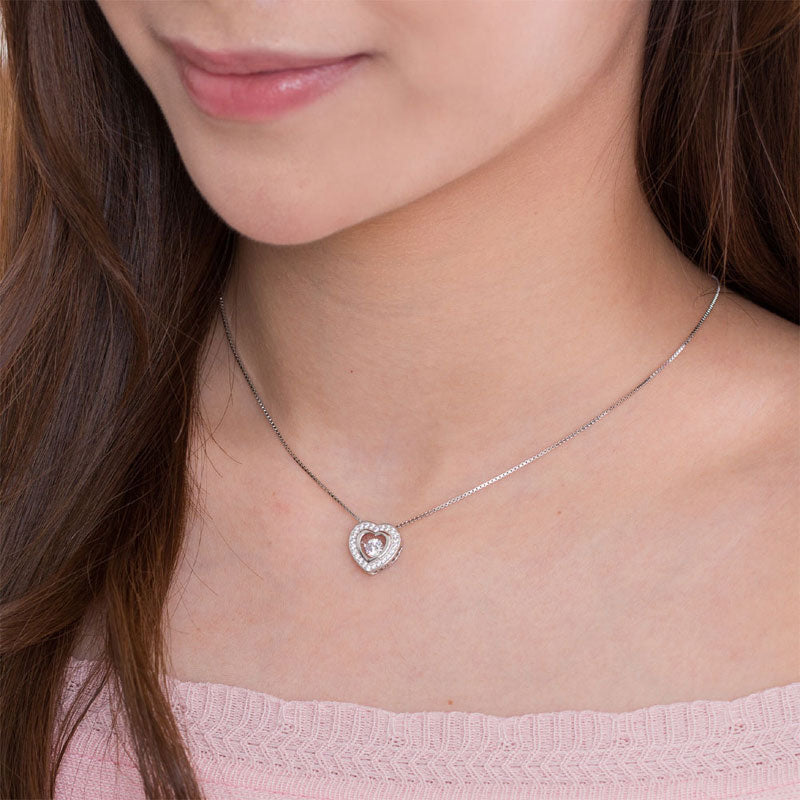 Dancing Stone Heart Pendant Bridal Gift - View 3 | SelinJewels
