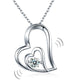 Dancing Stone Double Heart Pendant Necklace 925 Sterling Silver Good for Bridal Bridesmaid Gift