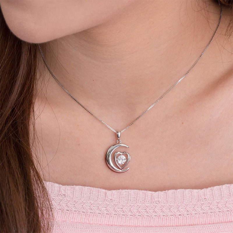 Dancing Stone Moon Heart Pendant Necklace - View 2 | SelinJewels