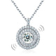 Dancing Stone Halo Pendant Necklace Solid 925 Sterling Silver