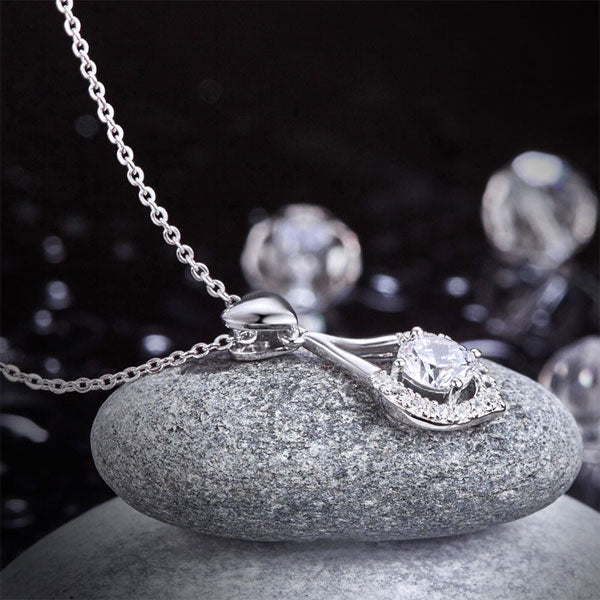 Heart Tear Drop Pendant Necklace - View 6 | SelinJewels