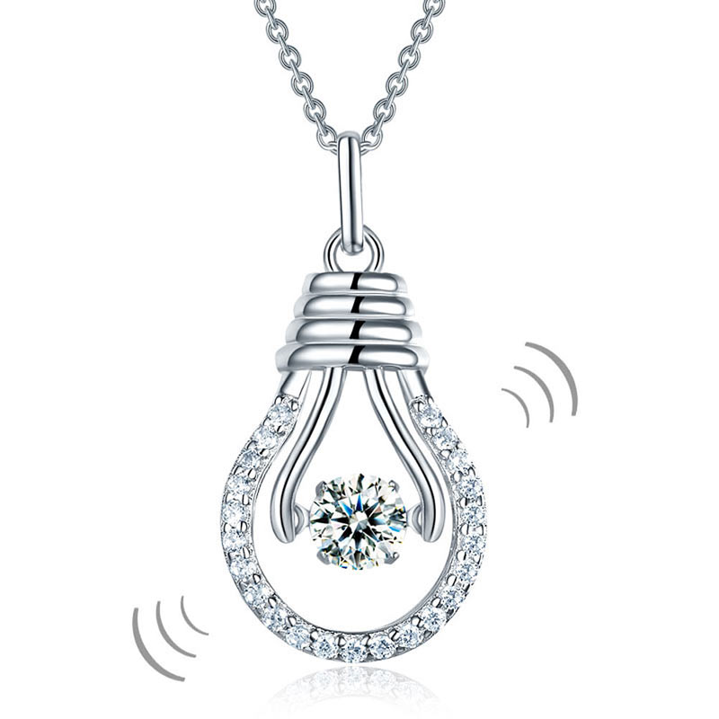 Dancing Stone Bulb Pendant Necklace 925 Sterling Silver | SelinJewels