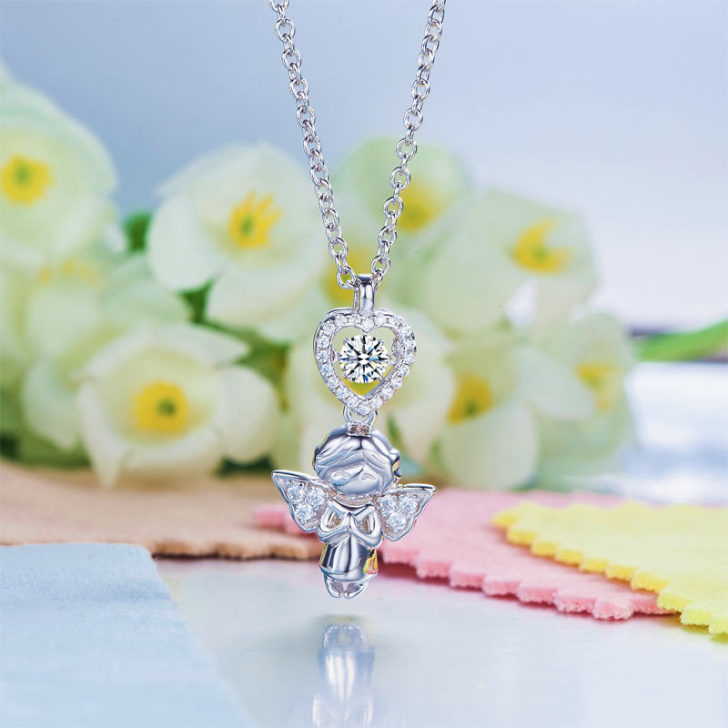 Angel Heart Dancing Stone Kids Pendant - View 3 | SelinJewels