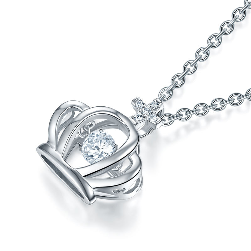 Crown Dancing Stone Kids Pendant Necklace - View 3 | SelinJewels