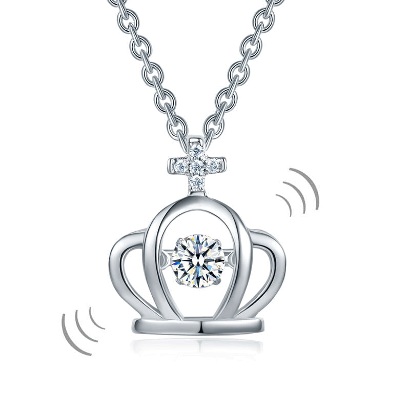 Crown Dancing Stone Kids Pendant Necklace 925 Sterling Silver | SelinJewels