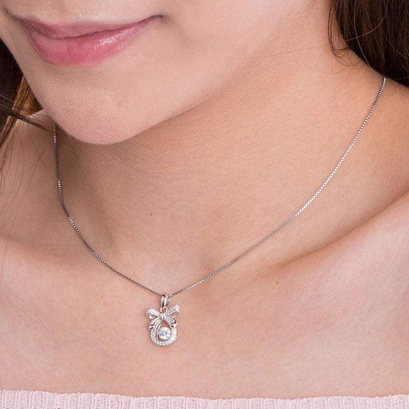 Ribbon Dancing Stone Pendant Necklace - View 6 | SelinJewels