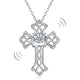Vintage Style Cross Dancing Stone Pendant Necklace 925 Sterling Silver