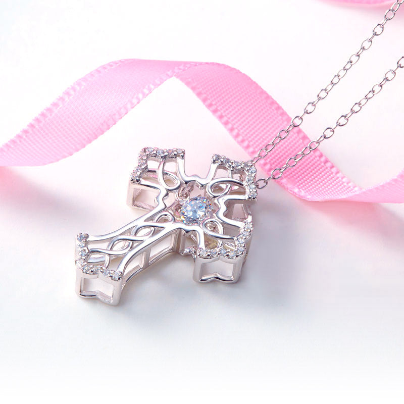 The Grace Set - cross necklace detail view