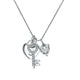 Love Heart Lock Key 925 Sterling Silver Pendant Necklace 1.5 Carat Simulated Diamond