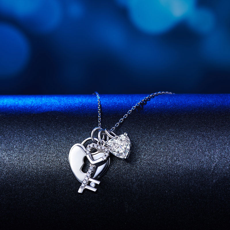 The Devotion Set - lock and key necklace detail view