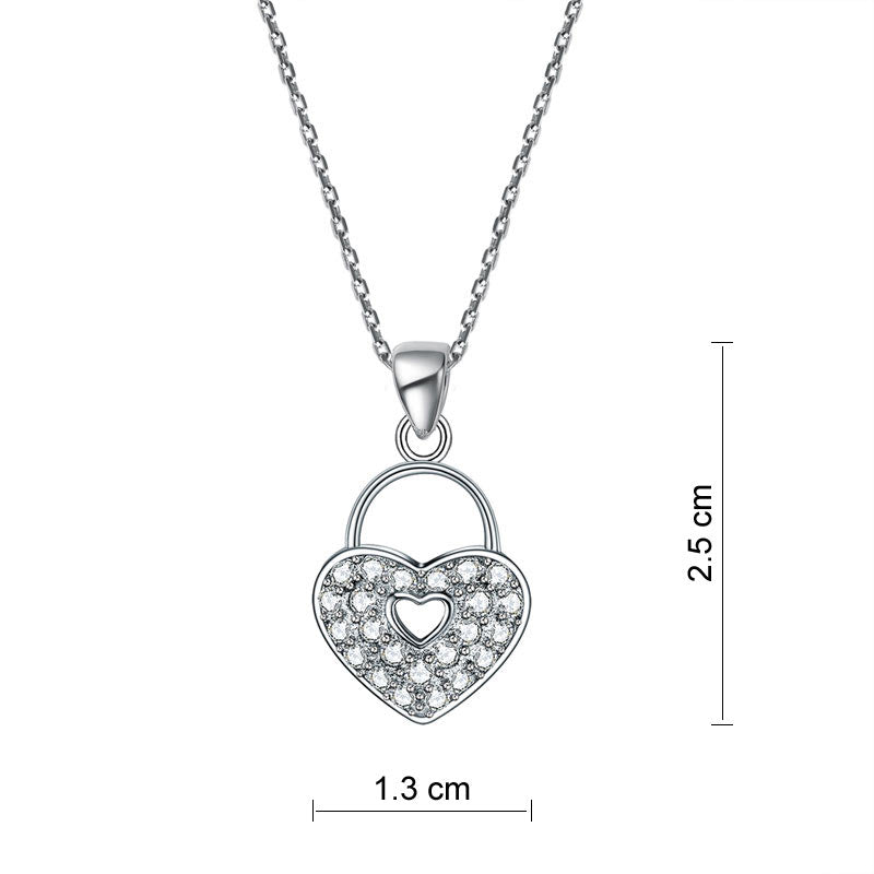 Love Heart Lock Pendant Necklace - View 4 | SelinJewels