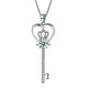Love Heart Crown Key 925 Sterling Silver Pendant Necklace Simulated Diamond Jewelry 1.25 Carat