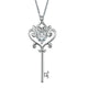 Love Heart Key 925 Sterling Silver Pendant Necklace Vintage Style 1.5 Carat Simulated Diamond