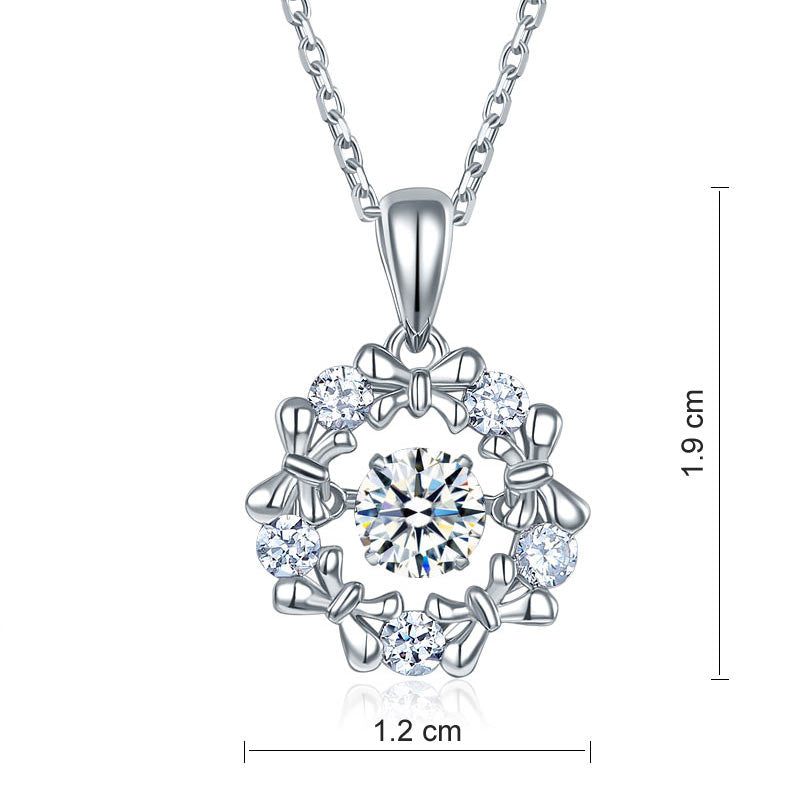 Dancing Stone Ribbon Flower Pendant - View 3 | SelinJewels