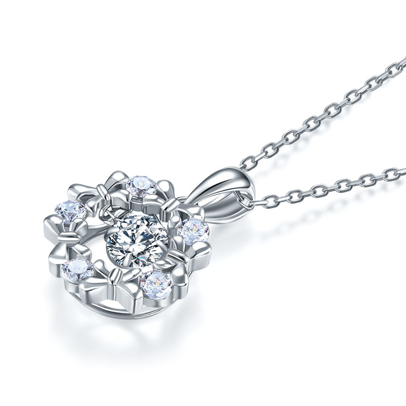 Dancing Stone Ribbon Flower Pendant - View 5 | SelinJewels