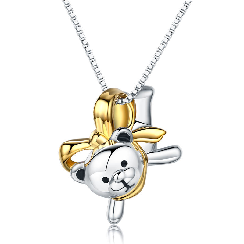 Lovely Bear Pendant Necklace 925 Sterling Silver | SelinJewels