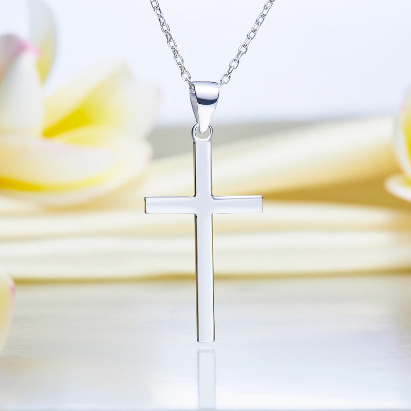 Cross Pendant Necklace Solid - View 3 | SelinJewels