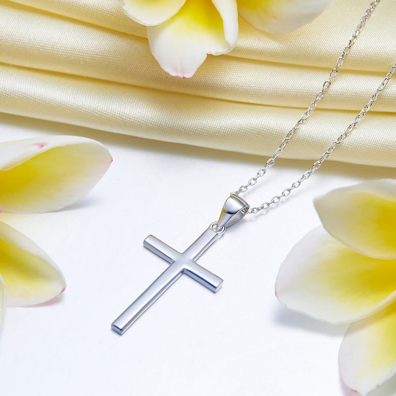 Cross Pendant Necklace Solid - View 4 | SelinJewels