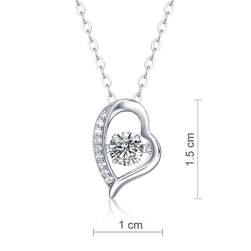 Moissanite Diamond Dancing Stone Heart Necklace - View 5 | SelinJewels