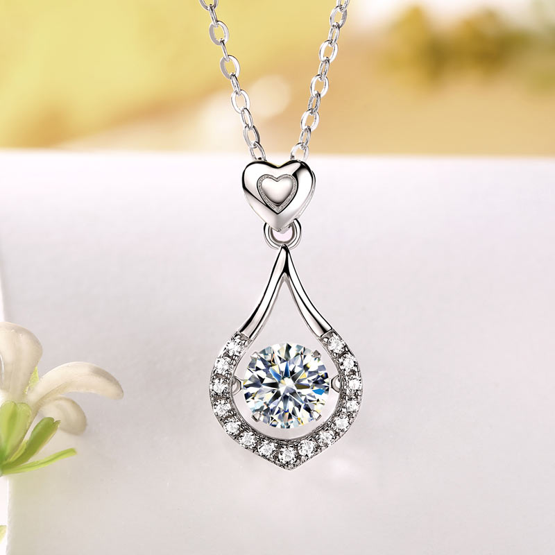 Moissanite Diamond Tear Drop Necklace - View 2 | SelinJewels