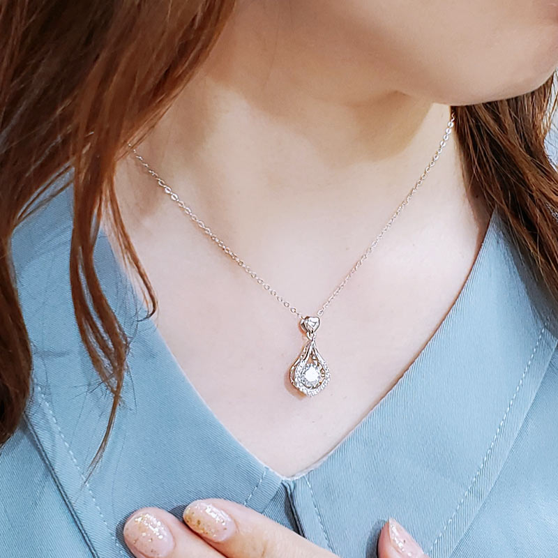Moissanite Diamond Tear Drop Necklace - View 3 | SelinJewels