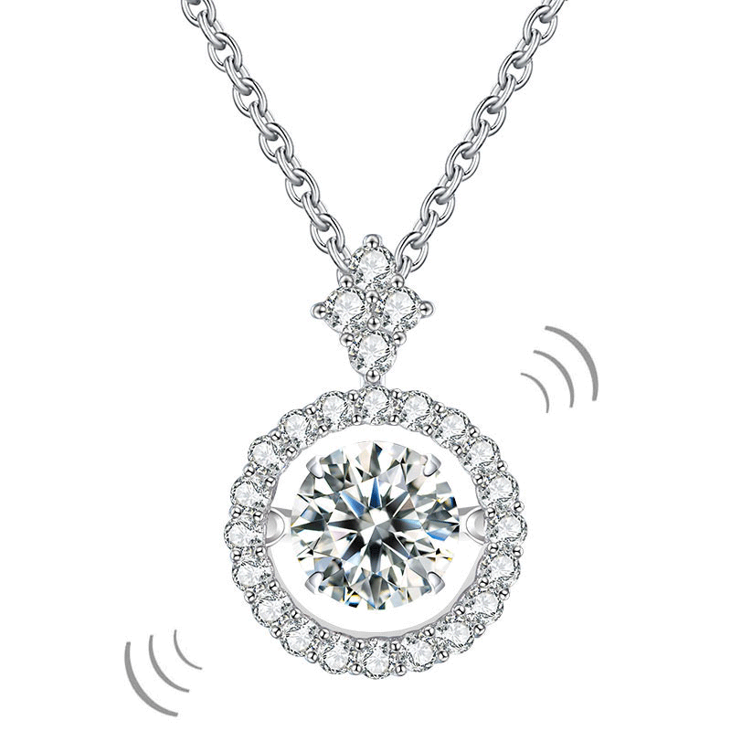 1 Carat Moissanite Diamond Dancing Stone Necklace 925 Sterling Silver | SelinJewels
