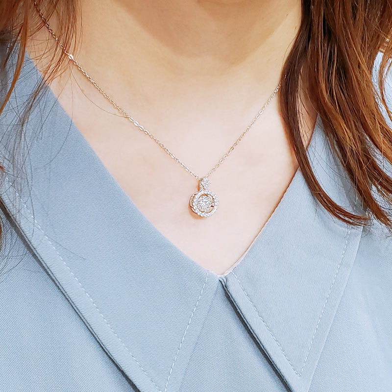 Moissanite Diamond Dancing Stone Necklace - View 4 | SelinJewels