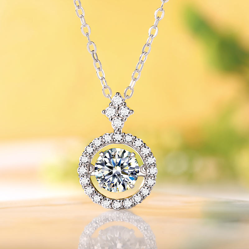 Moissanite Diamond Dancing Stone Necklace - View 6 | SelinJewels