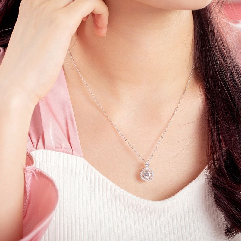 Moissanite Diamond Dancing Stone Necklace - View 2 | SelinJewels