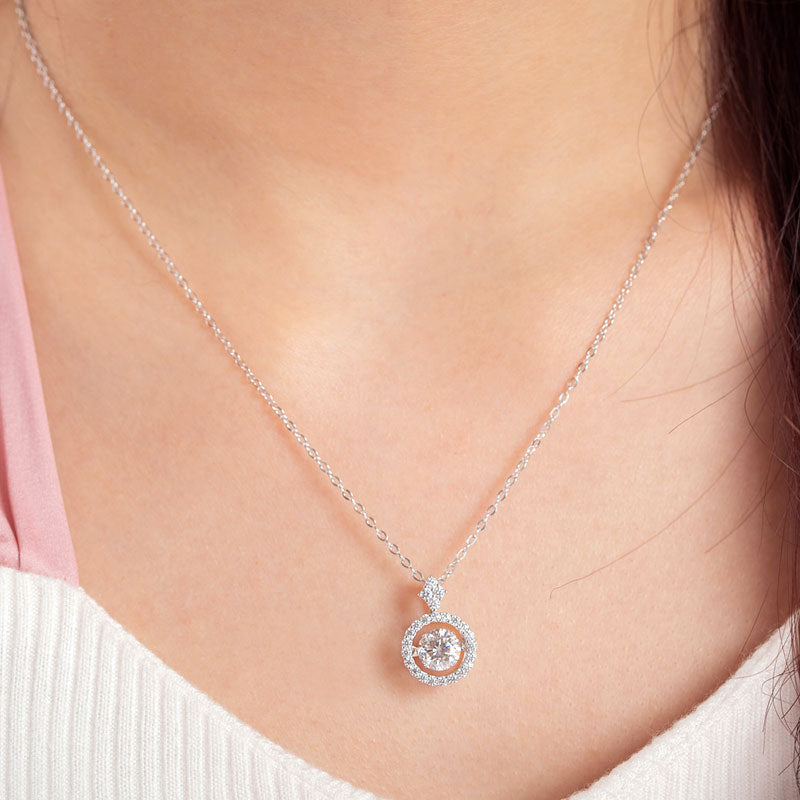 Moissanite Diamond Dancing Stone Necklace - View 7 | SelinJewels