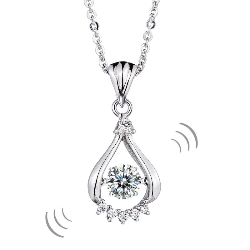 Dancing Stone 0.5 Carat Moissanite Diamond Necklace 925 Sterling Silver | SelinJewels