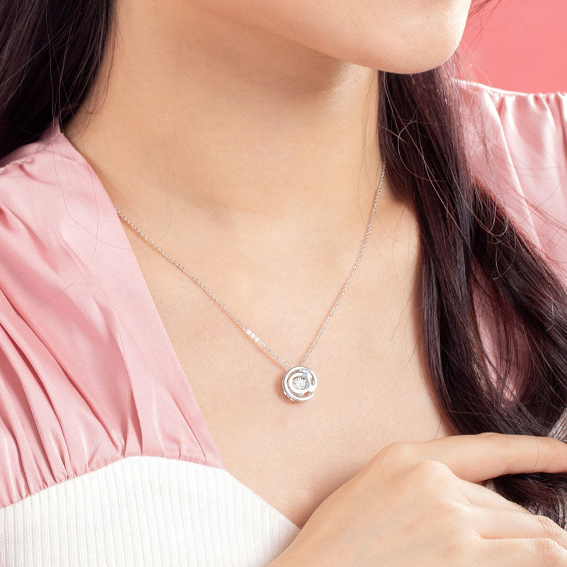 Pendant Moissanite Diamond Dancing Stone Necklace - View 2 | SelinJewels