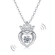 0.4 Carat Moissanite Diamond Dancing Stone Heart Crown Necklace 925 Sterling Silver