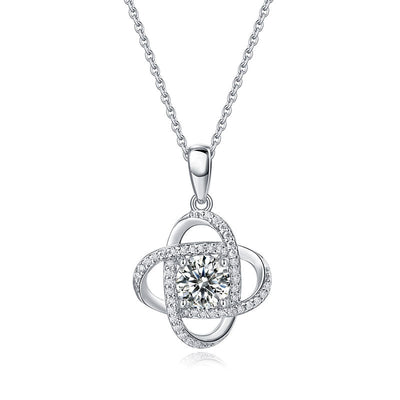 1 Ct Moissanite Diamond Flower Pendant Necklace 925 Sterling Silver
