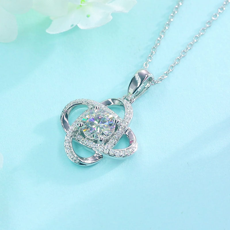 The Fleur Set - flower moissanite necklace close view