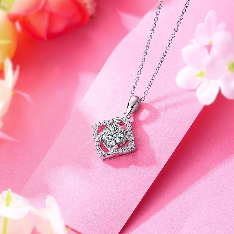 Moissanite Diamond Rose Pendant Necklace - View 3 | SelinJewels