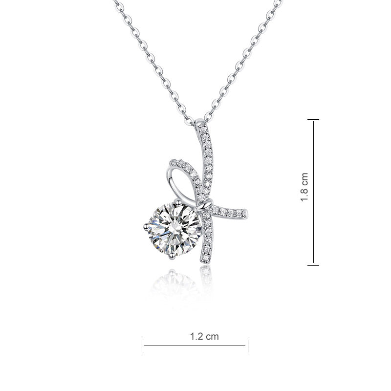 Moissanite Diamond Ribbon Pendant Necklace - View 5 | SelinJewels