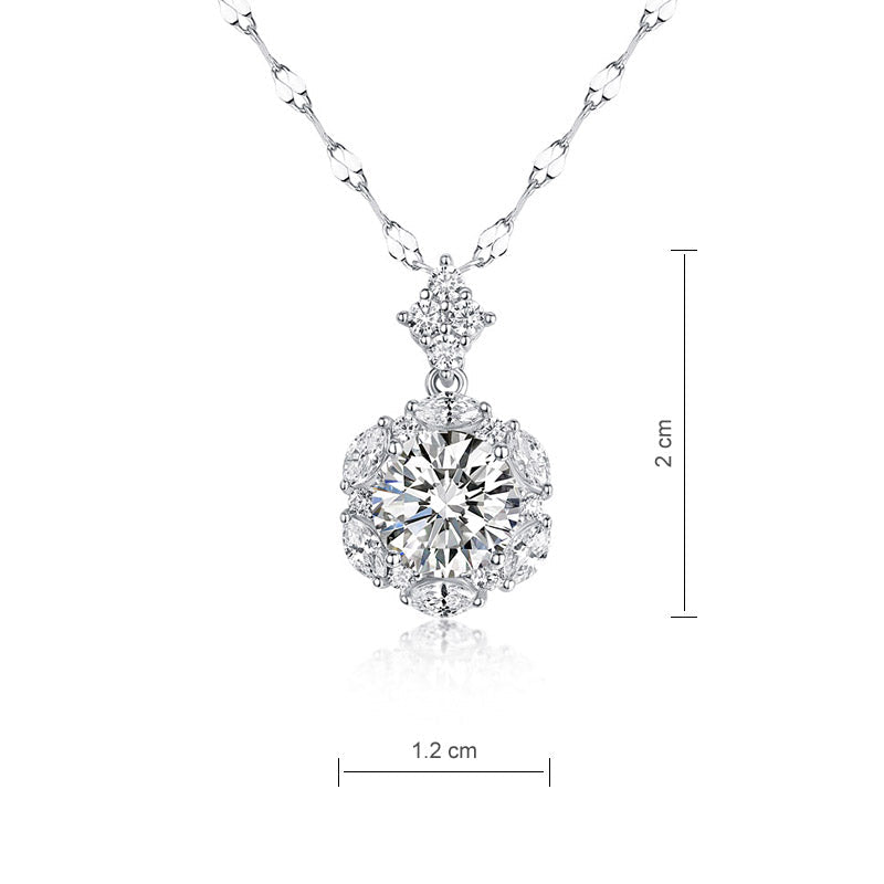 2 Carats Moissanite Diamond Flower Pendant Necklace - View 4 | SelinJewels
