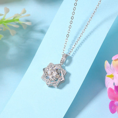 2 Carats Moissanite Diamond Octagram Pendant Necklace 925 Sterling Silver